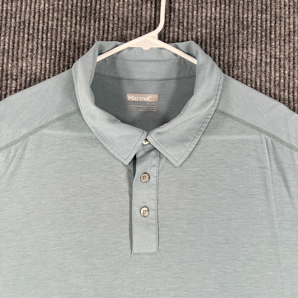 Marmot Polo Shirt Mens XL Extra Large Light Blue Short Sleeve Outdoor Casual